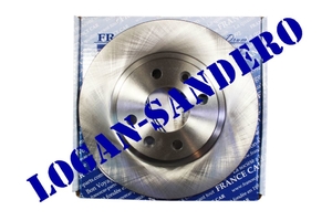 Диск передний тормозной вентилируемый Логан / Сандеро / Ларгус FRANCECAR (комплект)